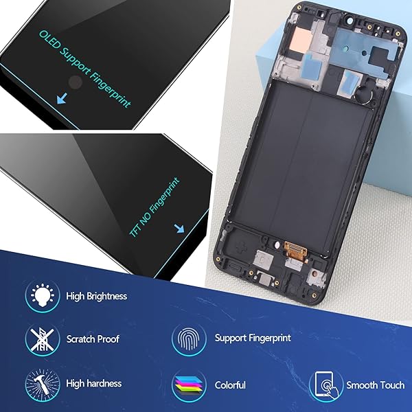YWLRONG Samsung Galaxy A50 2019 OLED Screen Replacement LCD Touch Display Digitizer Assembly with Repair Tools and Fingerprint Sensor Support - View 5 of 10
