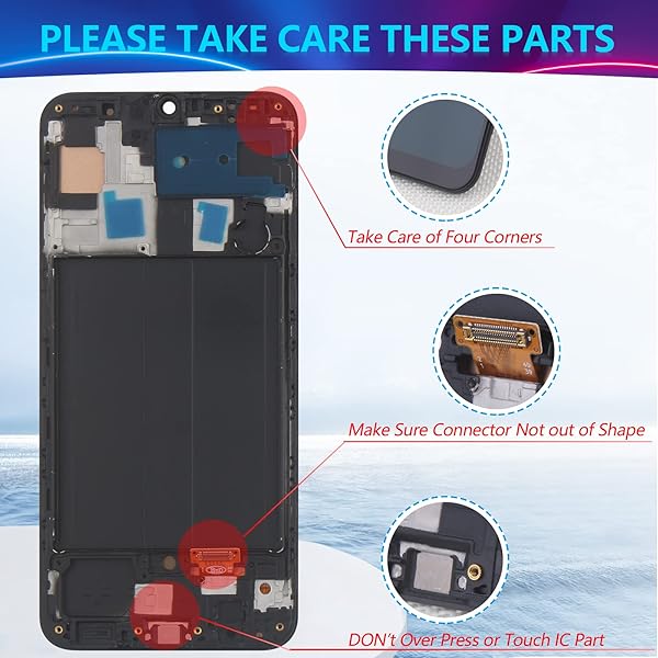 YWLRONG Samsung Galaxy A50 2019 OLED Screen Replacement LCD Touch Display Digitizer Assembly with Repair Tools and Fingerprint Sensor Support - View 6 of 10