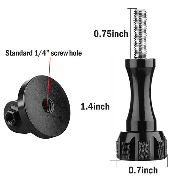 ChromLives ChromLives Tripod Mount Adapter with Thumb Screw for GoPro Hero 11 10 9 8 7 6 5 4 DJI Osmo and Action Cameras 1/4 Aluminum Screws 2 Pack - View 6 of 8
