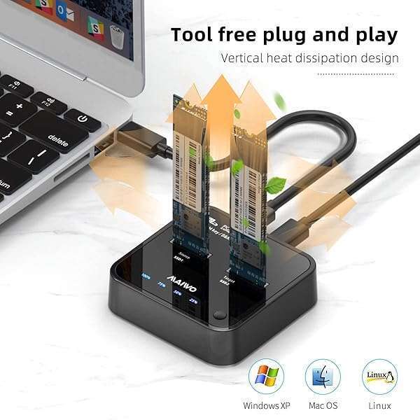 MAIWO MAIWO K3016P M.2 NVMe Duplicator: 2 Bay Offline Clone Dock for SSD M Key & M+B Key - Easy One Key System Copy - View 8 of 10