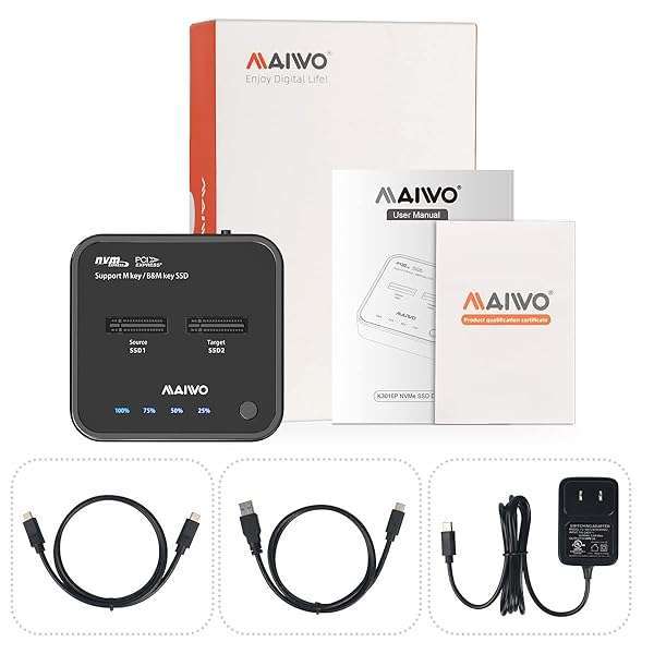 MAIWO MAIWO K3016P M.2 NVMe Duplicator: 2 Bay Offline Clone Dock for SSD M Key & M+B Key - Easy One Key System Copy - View 10 of 10