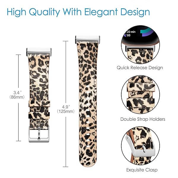 FINTIE Fintie Classic Leopard Leather Band for Fitbit Versa 4/3 & Sense 2/1 â€“ Stylish & Adjustable Replacement Strap - View 5 of 10