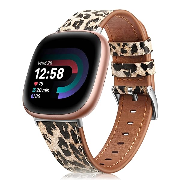 FINTIE Fintie Classic Leopard Leather Band for Fitbit Versa 4/3 & Sense 2/1 â€“ Stylish & Adjustable Replacement Strap - View 3 of 10