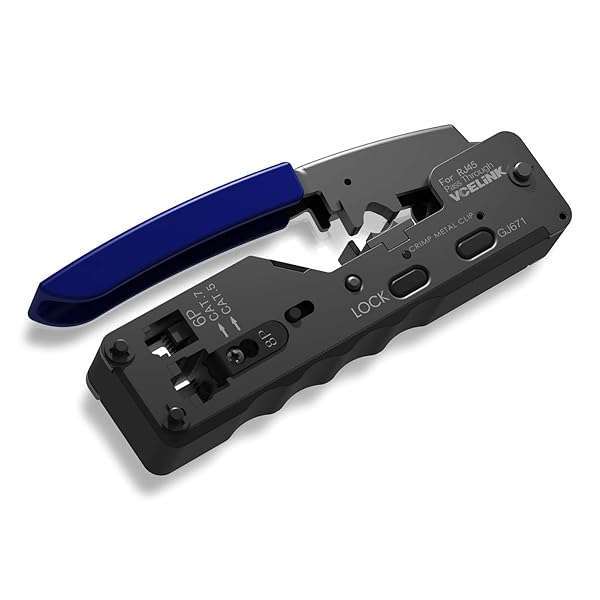 VCELINK VCELINK RJ45 Crimping Tool: Pass-Through Ethernet Cutter for Cat5e, Cat6, Cat7 Connectors