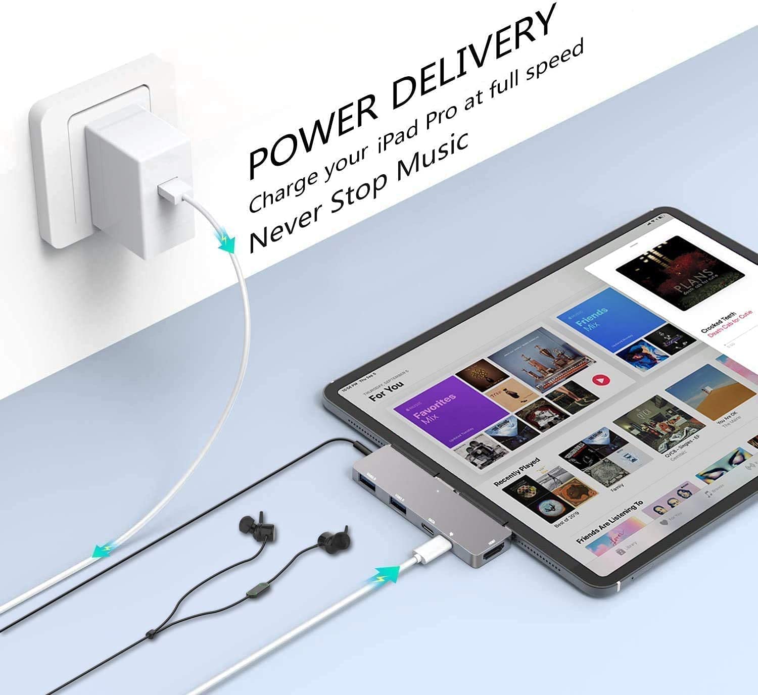 NXPGKEA USB C Hub for iPad Pro Air Mini Docking Station with 4K HDMI 3.5mm Jack 2 USB3.0 Ports PD Charging Data Accessories - View 4 of 8