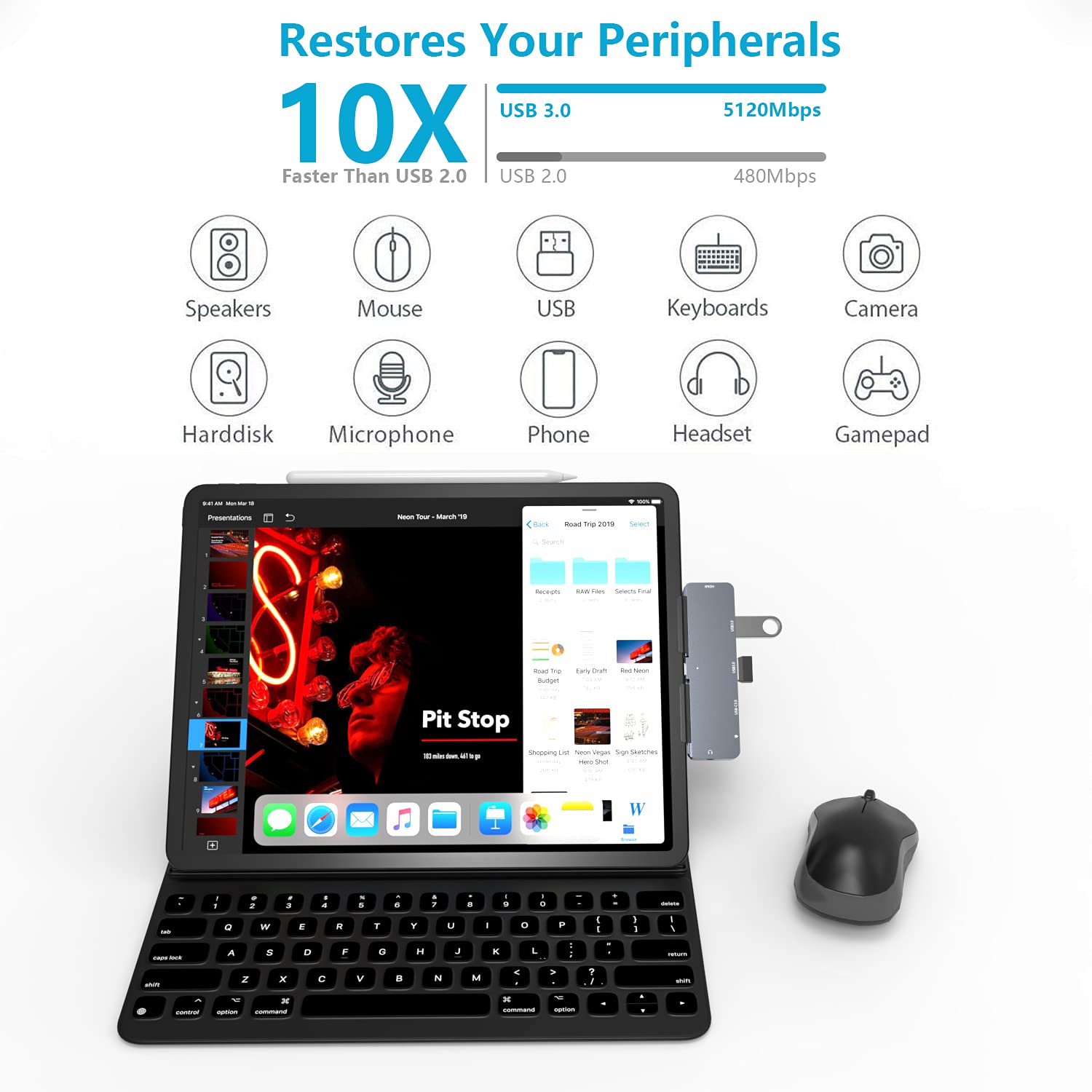 NXPGKEA USB C Hub for iPad Pro Air Mini Docking Station with 4K HDMI 3.5mm Jack 2 USB3.0 Ports PD Charging Data Accessories - View 6 of 8