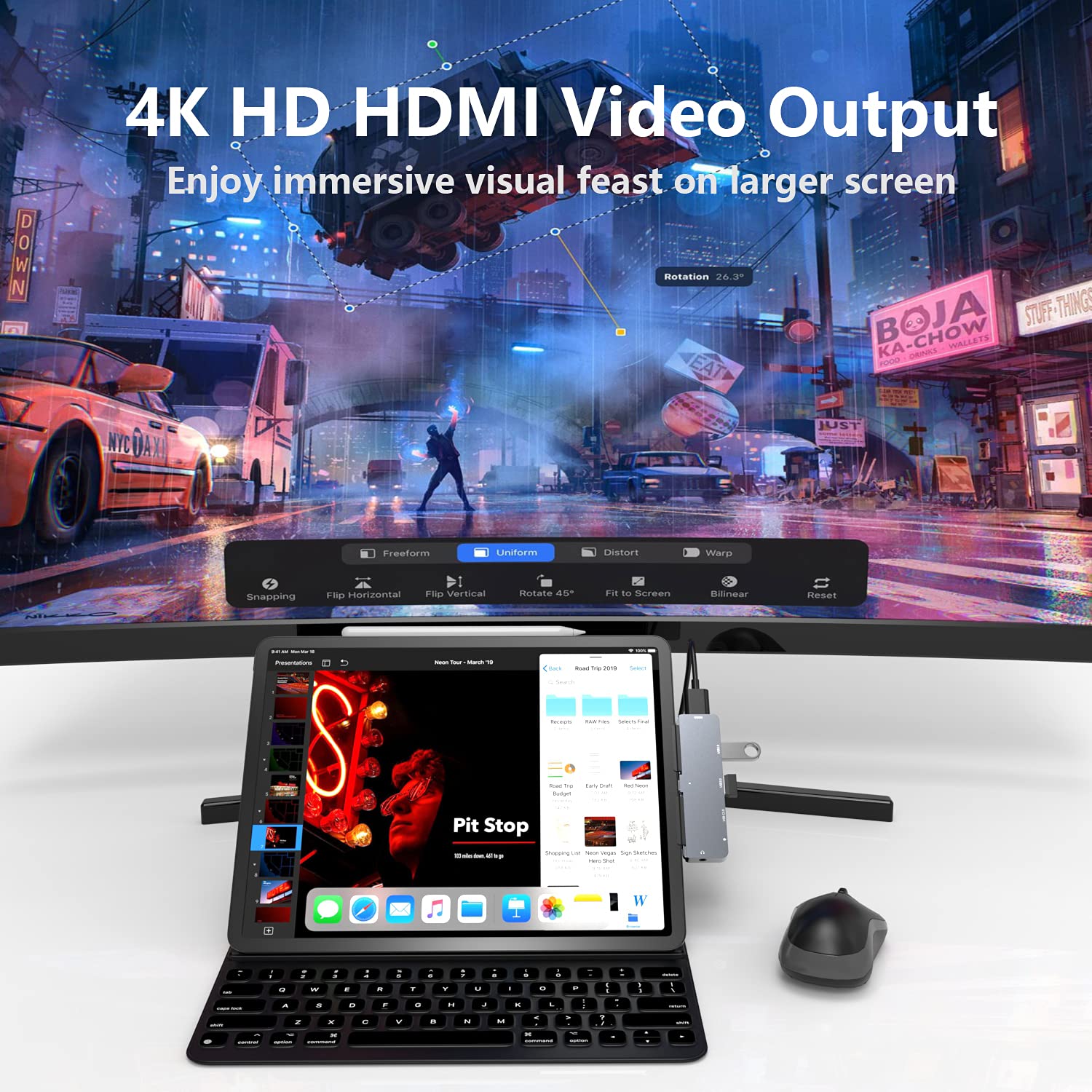 NXPGKEA USB C Hub for iPad Pro Air Mini Docking Station with 4K HDMI 3.5mm Jack 2 USB3.0 Ports PD Charging Data Accessories - View 7 of 8