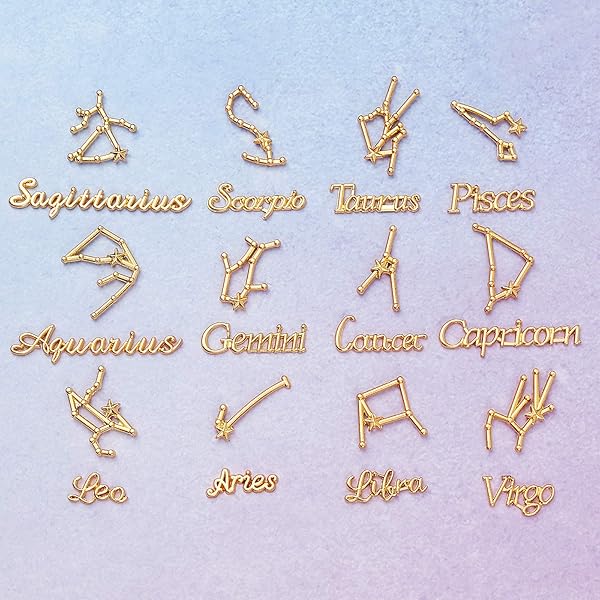 OLYCRAFT OLYCRAFT 96Pcs Zodiac Sign Resin Fillers Constellation Words Star Sign Alloy Epoxy Supplies for Crafting and Jewelry Making Golden - View 3 of 8