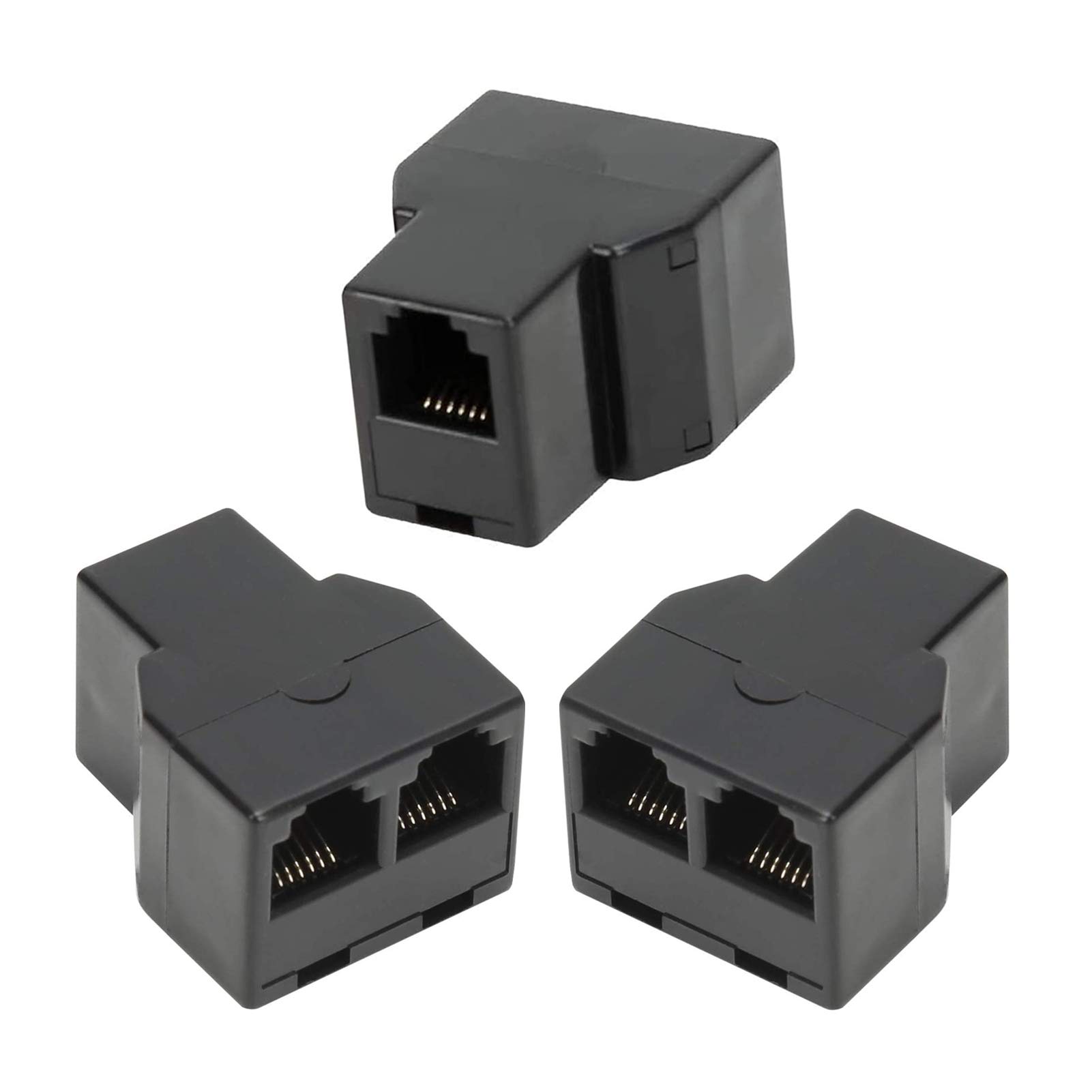 AIMIJIA AIMIJIA 3 Pack Female Telephone Splitter Adapter Cable Landline Connector and Separator RJ12 6P6C
