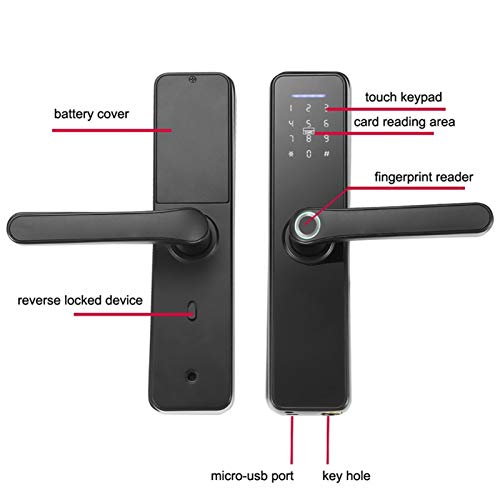 EBTOOLS Fingerprint Smart Lock Electronic Door Lock with Handle Touchscreen Digital Front Door Lock Password IC Card Tuya Access - View 7 of 10