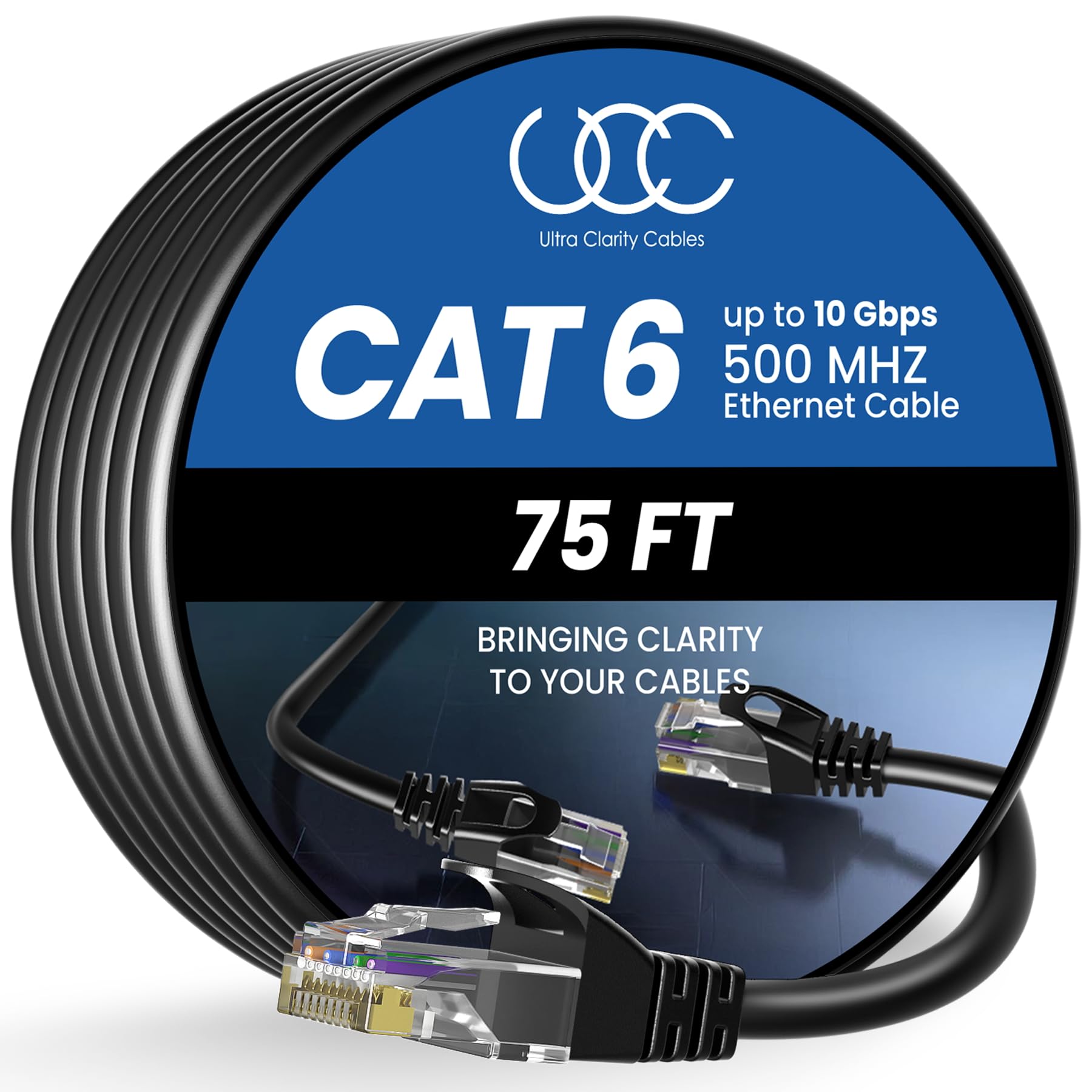 High Speed Cat 6 Ethernet Cable 75 ft 10Gbps Indoor Outdoor Rj45 for Computer Router Modem PS4 PS5 Xbox Gaming White