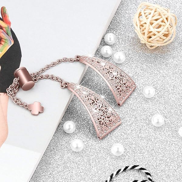 FitTurn Fitbit Versa 3 and Sense Compatible Bling Metal Strap for Women Stainless Steel Jewelry Bangle Wrist Bracelet Pink Replacement Accessory - View 4 of 7