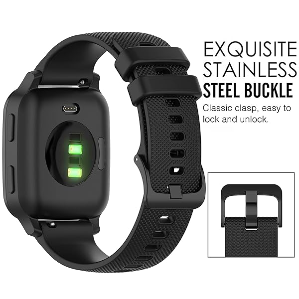 QGHXO Soft Silicone Replacement Band for Garmin Venu Sq 2 and Music Venu 2 Plus Comfortable and Durable Watch Strap - View 7 of 8