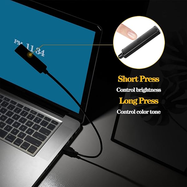 ORIEMARS ORIEMARS USB Reading Light: Adjustable Gooseneck Laptop & Keyboard Lamp with 3 Colors & 3 Brightness + 3 Mini LED Lights - View 5 of 7