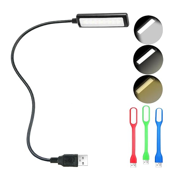ORIEMARS ORIEMARS USB Reading Light: Adjustable Gooseneck Laptop & Keyboard Lamp with 3 Colors & 3 Brightness + 3 Mini LED Lights - View 2 of 7