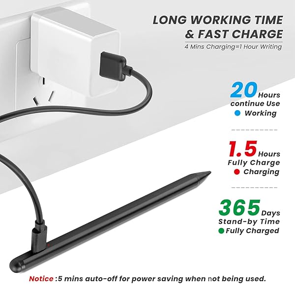 EDIVIA Electronic Stylus Pen for Amazon Fire HD 10 and 8 Tablet High Precision Capacitive Pencil for Drawing and Writing Black - View 6 of 7