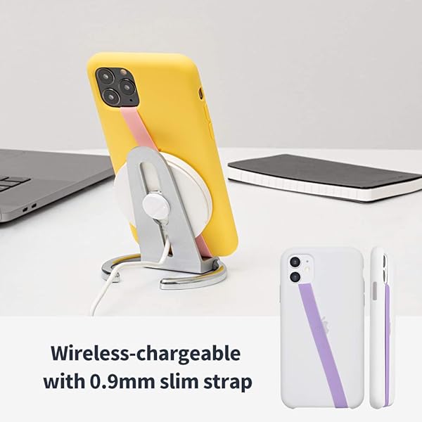 Sinjimoru Sinjimoru Stretchable Silicone Phone Strap Flexible Elastic Grip Holder for iPhone Android Secure Finger Grip Wireless Charging Support Grey - View 5 of 10