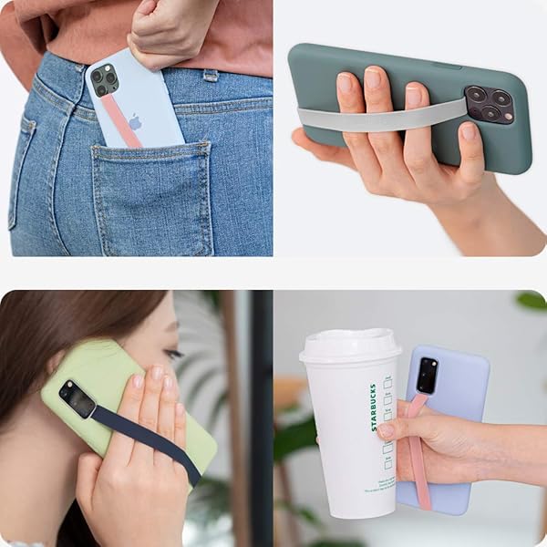 Sinjimoru Sinjimoru Stretchable Silicone Phone Strap Flexible Elastic Grip Holder for iPhone Android Secure Finger Grip Wireless Charging Support Grey - View 9 of 10