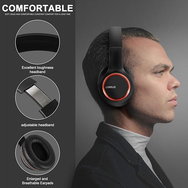 LORELEI LORELEI X8 Over-Ear Wired Headphones Lightweight Foldable Portable with Microphone for Smartphone Tablet Computer Mp3 3.5mm Plug Space Black - View 3 of 7