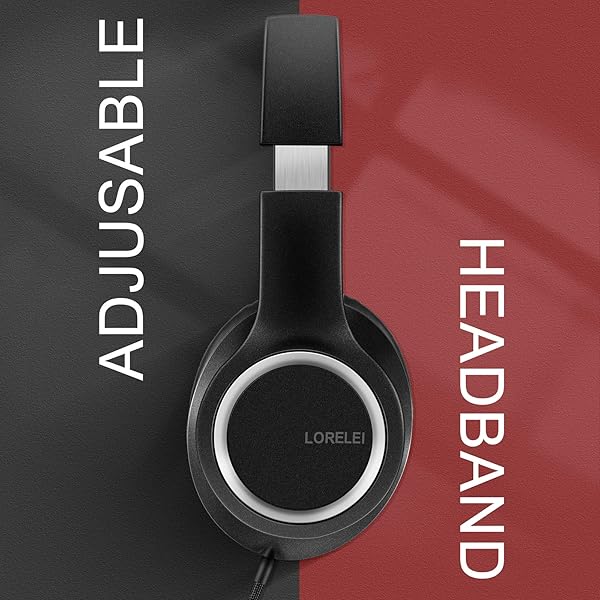 LORELEI LORELEI X8 Over-Ear Wired Headphones Lightweight Foldable with Microphone for Smartphone Tablet Computer MP3 MP4 Black Red - View 6 of 9