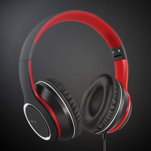 LORELEI LORELEI X8 Over-Ear Wired Headphones Lightweight Foldable with Microphone for Smartphone Tablet Computer MP3 MP4 Black Red - View 8 of 9