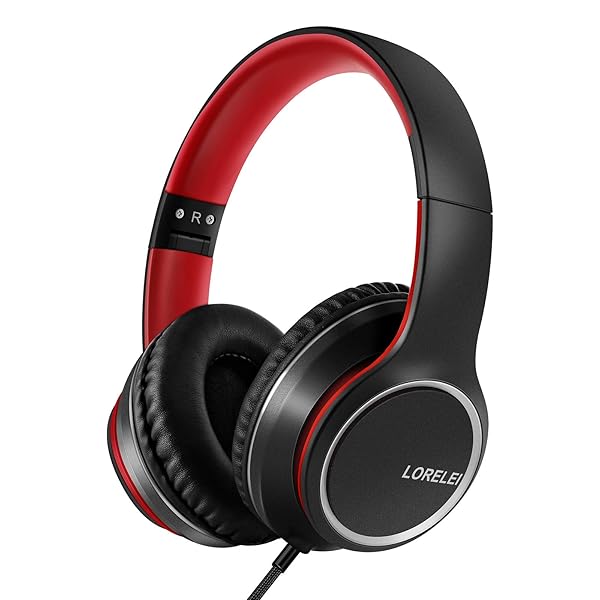 LORELEI LORELEI X8 Over-Ear Wired Headphones Lightweight Foldable with Microphone for Smartphone Tablet Computer MP3 MP4 Black Red - View 9 of 9