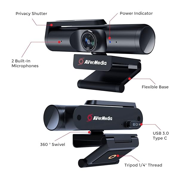 AVerMedia AVerMedia Live Streamer CAM 513: 4K Ultra Wide Angle Webcam for OBS & Zoom - Perfect for Indoor Streaming - View 5 of 11
