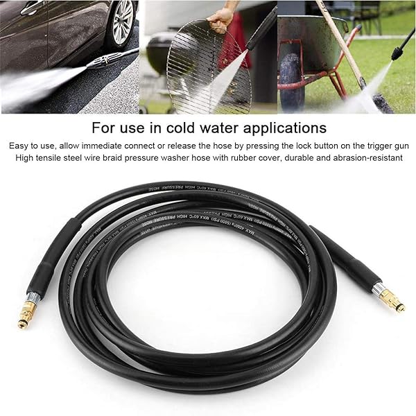 Aramox High Pressure Washer Hose for K2 K3 K4 K5 Cold Water Car Cleaning Durable Quick Connect Steel Wire Braid Rubber Cover - View 5 of 10