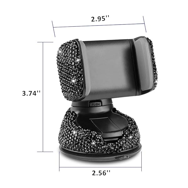 eing Bling Crystal Car Phone Mount Universal Holder with Extra Air Vent Base for Dashboard Windshield and Air Vent Black - View 8 of 9