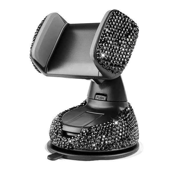 eing Bling Crystal Car Phone Mount Universal Holder with Extra Air Vent Base for Dashboard Windshield and Air Vent Black - View 2 of 9