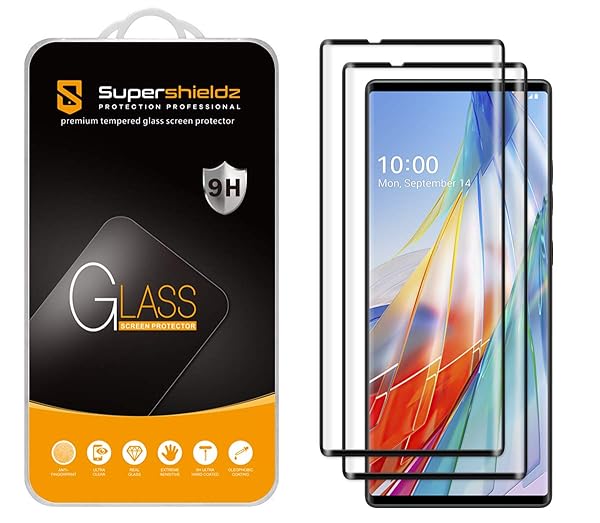 Supershieldz Supershieldz 2 Pack LG Wing Tempered Glass Screen Protector Full Cover 3D Curved Anti Scratch Bubble Free Black - View 2 of 4