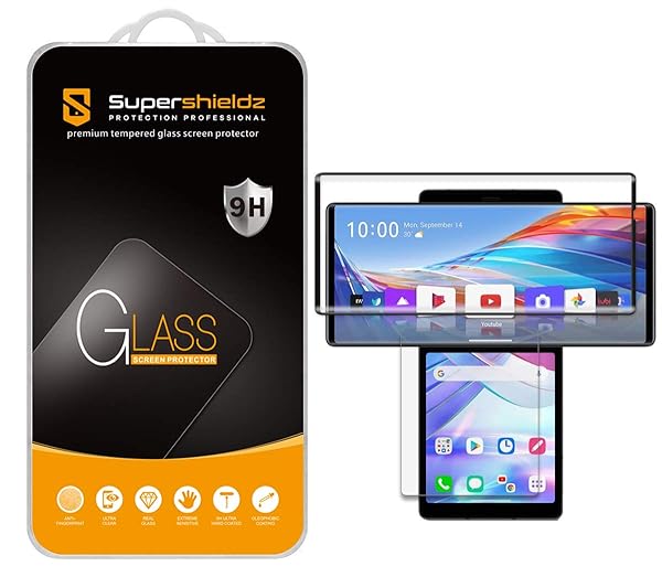 Supershieldz Supershieldz 2 Pack Tempered Glass Screen Protector for LG Wing Anti Scratch Bubble Free Dual Screen Protection - View 2 of 5