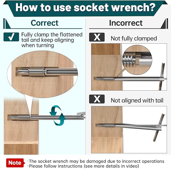 Muzata Muzata 2 Pack Upgraded Custom Socket Wrench for 1/8 Inch Invisible Cable Railing Kit Hardware Hidden Tensioner for Cable Railing System - View 5 of 8