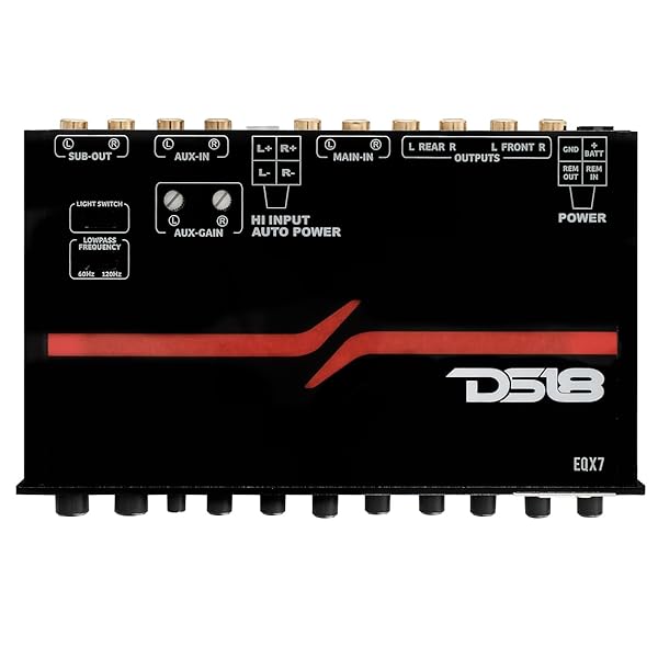 DS18 EQX7 1/2 DIN 7-Band Graphic Equalizer: High Volt, Auto Turn On & 8V Output