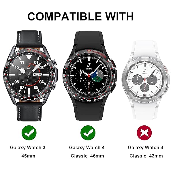 Baihui Baihui Stainless Steel Bezel Accessories for Galaxy Watch 3 45mm and Galaxy Watch 4 Classic 46mm Black Anti Scratch Protection Cover - View 5 of 9