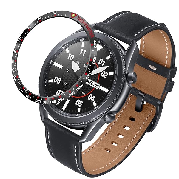 Baihui Baihui Stainless Steel Bezel Accessories for Galaxy Watch 3 45mm and Galaxy Watch 4 Classic 46mm Black Anti Scratch Protection Cover