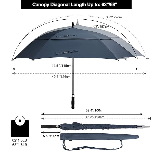 G4Free G4Free Extra Large Golf Umbrella 68 Inch Windproof Auto Open Double Canopy Oversized Stick Umbrella for Ultimate Protection - View 3 of 9
