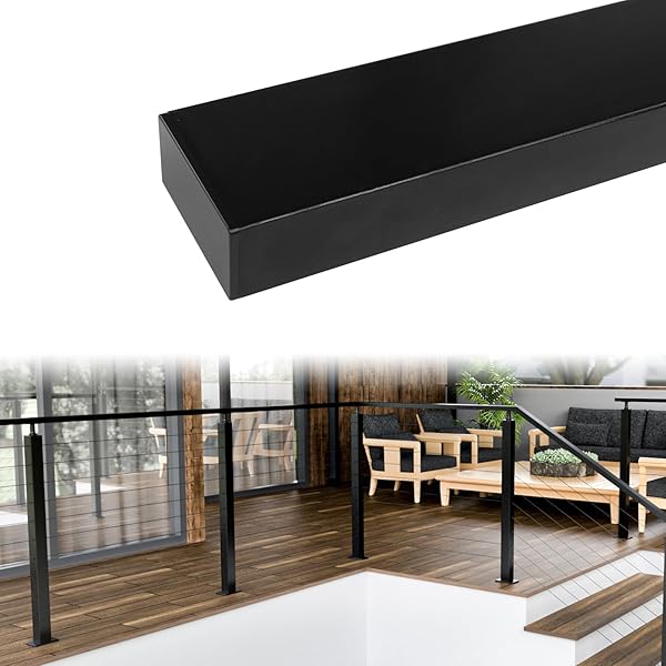 Muzata Muzata 66 Inch Aluminum Handrail Black Cable Railing Top Rail for Deck Stair Indoor Outdoor Use HL10 BPA