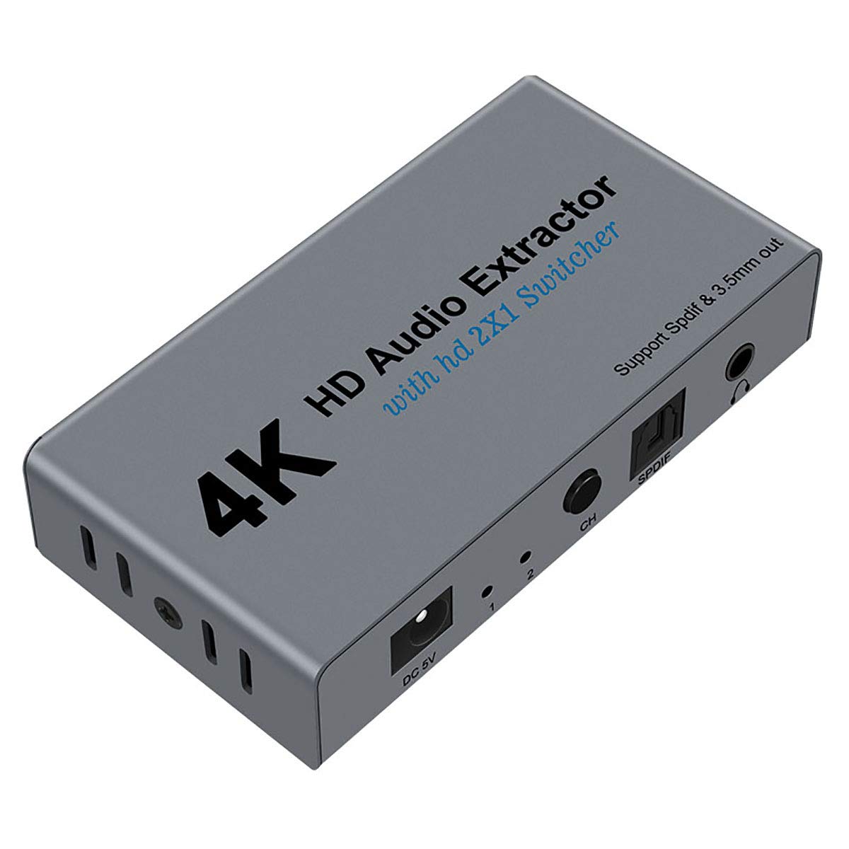 HDSUNWSTD HDMI Switch 2x1 Splitter 2 in 1 Out Converter with Audio Extractor for 4K30HZ 1080P Full HD Xbox360 PS4 Roku HDTV Apple TV