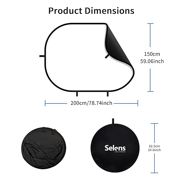 Selens Selens Black White Backdrop 59x78.7in Pop Up Collapsible Background for YouTube Streaming Photo Studio Portrait Indoor Photography - View 3 of 10