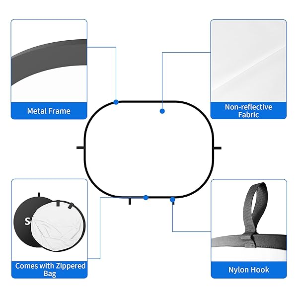Selens Selens Black White Backdrop 59x78.7in Pop Up Collapsible Background for YouTube Streaming Photo Studio Portrait Indoor Photography - View 5 of 10