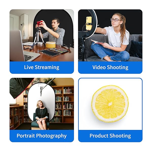 Selens Selens Black White Backdrop 59x78.7in Pop Up Collapsible Background for YouTube Streaming Photo Studio Portrait Indoor Photography - View 7 of 10