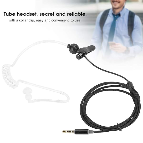 ASHATA ASHATA 3 Sets Air Tube Headset Single Earbud 3.5mm Anti Radiation Noise Reduction Headphones with Mic and Collar Clip - View 6 of 10