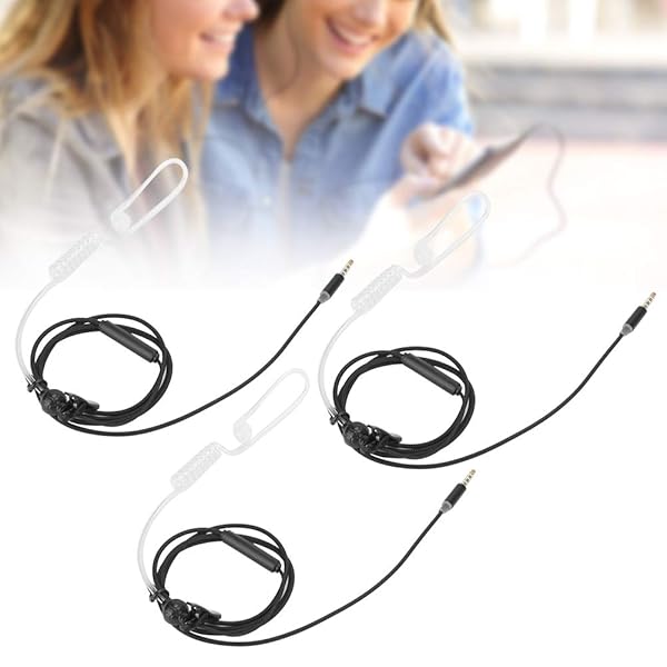 ASHATA ASHATA 3 Sets Air Tube Headset Single Earbud 3.5mm Anti Radiation Noise Reduction Headphones with Mic and Collar Clip - View 9 of 10