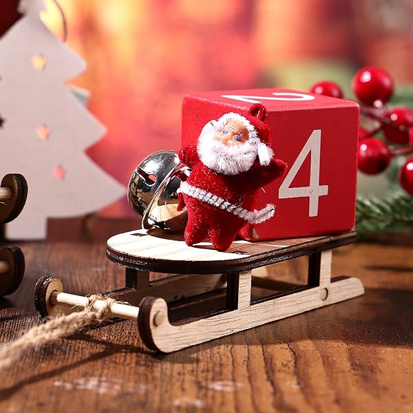 VOSAREA VOSAREA 5pcs Christmas Sled Ornaments Miniature Sleigh Decor for Crafts Xmas Tree Mantel Door Bookshelf Tabletop Decoration - View 4 of 10