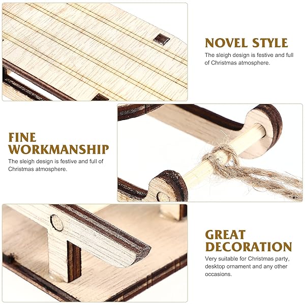 VOSAREA VOSAREA 5pcs Christmas Sled Ornaments Miniature Sleigh Decor for Crafts Xmas Tree Mantel Door Bookshelf Tabletop Decoration - View 5 of 10