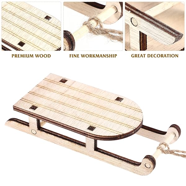 VOSAREA VOSAREA 5pcs Christmas Sled Ornaments Miniature Sleigh Decor for Crafts Xmas Tree Mantel Door Bookshelf Tabletop Decoration - View 6 of 10