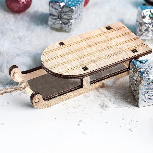 VOSAREA VOSAREA 5pcs Christmas Sled Ornaments Miniature Sleigh Decor for Crafts Xmas Tree Mantel Door Bookshelf Tabletop Decoration - View 9 of 10