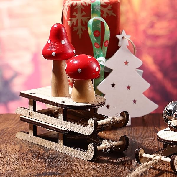 VOSAREA VOSAREA 5pcs Christmas Sled Ornaments Miniature Sleigh Decor for Crafts Xmas Tree Mantel Door Bookshelf Tabletop Decoration - View 10 of 10