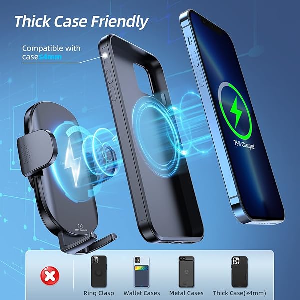 APPS2Car APPS2Car Wireless Car Charger 15W Fast Charging Phone Holder Mount for Dashboard Windshield Air Vent Compatible with iPhone Samsung LG and More - View 5 of 7